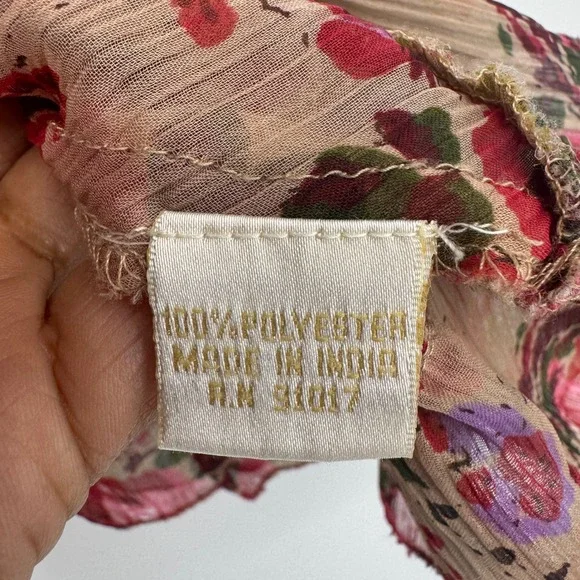 Solitaire Shirt Women L Colorful Floral Beaded Boho Indie Fairy Semi Sheer - Picture 4 of 10